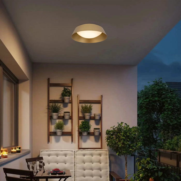 Alteck Lighting AFM0067-5CCT-W Pez 1-lt 15" LED Outdoor Flush Mount, 5CCT Selectable - Painted Brass