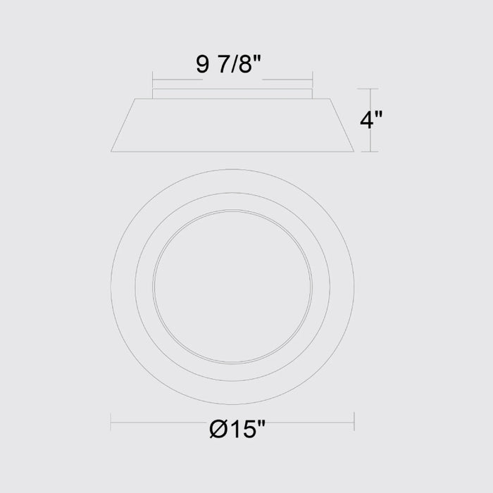 Alteck Lighting AFM0067-5CCT-W Pez 1-lt 15" LED Outdoor Flush Mount, 5CCT Selectable