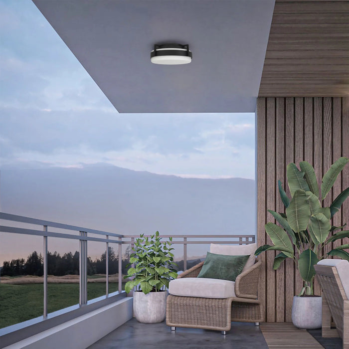 Alteck Lighting AFM0085-5CCT-W Ted 1-lt 12" LED Outdoor Flush Mount, 5CCT Selectable