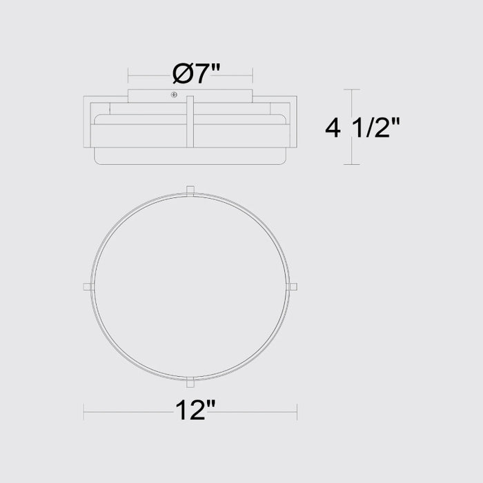 Alteck Lighting AFM0085-5CCT-W Ted 1-lt 12" LED Outdoor Flush Mount, 5CCT Selectable