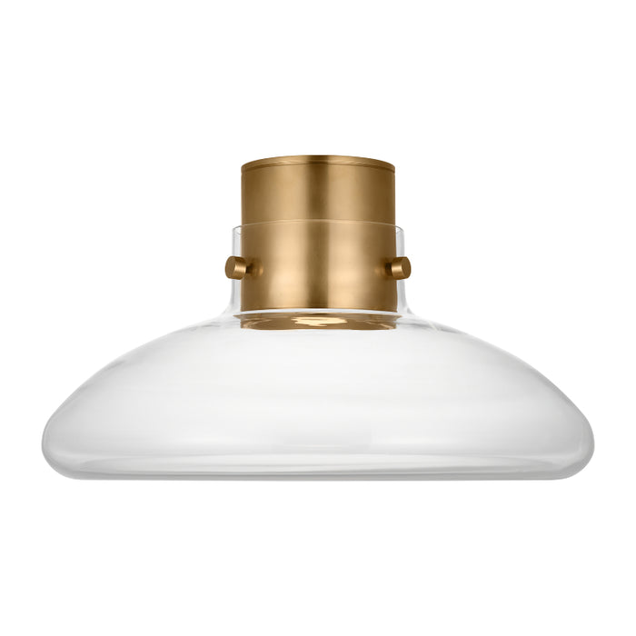 Visual Comfort AKFM592 Morgan 18" LED Flush Mount - Hand Rubbed Antique Brass/Clear Glass