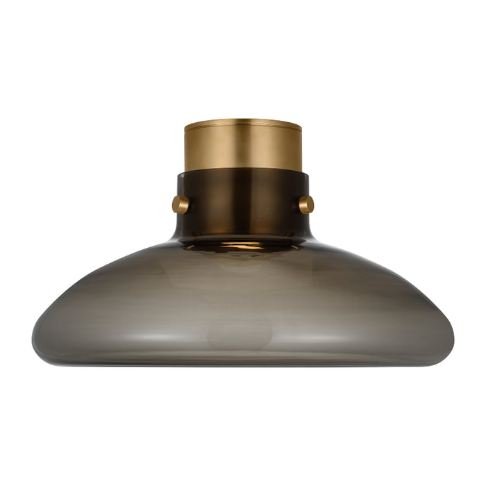 Visual Comfort AKFM592 Morgan 18" LED Flush Mount - Hand Rubbed Antique Brass/Smoke Glass