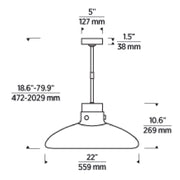 Visual Comfort AKPD593 Morgan 1-lt 22" LED Pendant