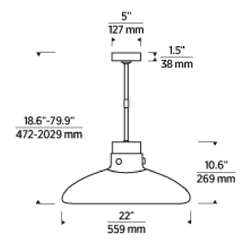 Visual Comfort AKPD593 Morgan 1-lt 22" LED Pendant