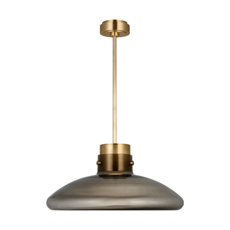 Visual Comfort AKPD593 Morgan 1-lt 22" LED Pendant - Hand-Rubbed Antique Brass with Smoke Glass