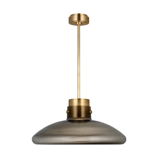 Visual Comfort AKPD593 Morgan 1-lt 22" LED Pendant - Hand-Rubbed Antique Brass with Smoke Glass