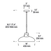 Visual Comfort AKPD594 Morgan 1-lt 16" LED Pendant