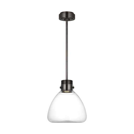 Visual Comfort AKPD595 Morgan 1-lt 12" LED Pendant - Burnished Bronze with Clear Glass