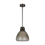 Visual Comfort AKPD595 Morgan 1-lt 12" LED Pendant - Burnished Bronze with Smoke Glass