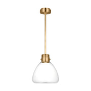 Visual Comfort AKPD595 Morgan 1-lt 12" LED Pendant - HandR ubbed Antique Brass with Clear Glass
