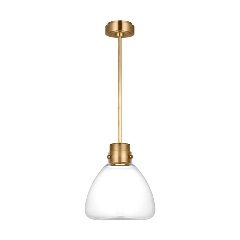 Visual Comfort AKPD595 Morgan 1-lt 12" LED Pendant - HandR ubbed Antique Brass with Clear Glass