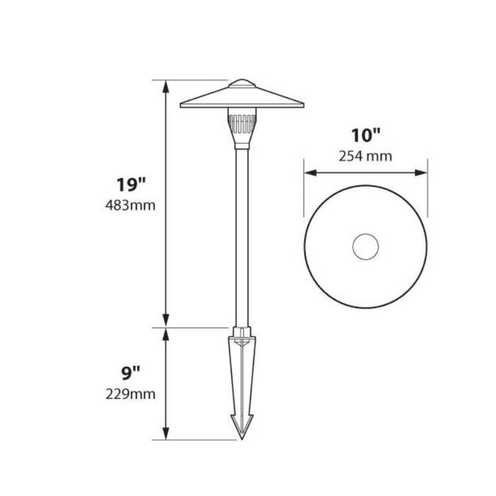 Focus Industries AL05LEDP 10" Aluminum 4W LED China Hat Area Light, 12V