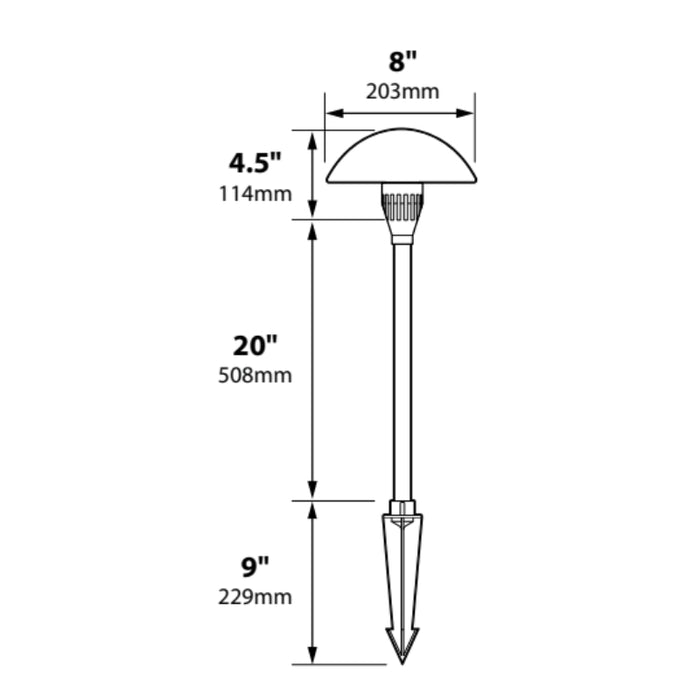 Focus Industries AL12LEDP 8" 5W LED Mushroom Area Light, 12V