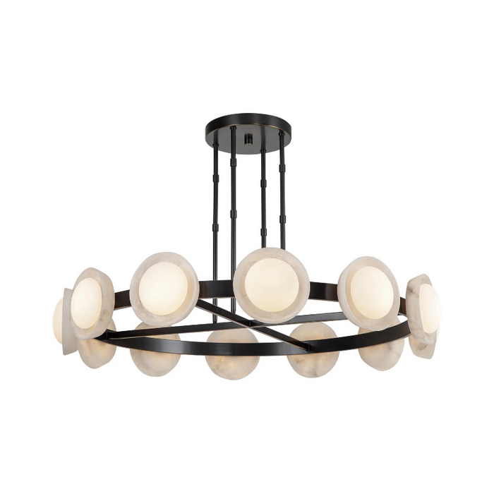 Alora CH320050-UNV Alonso 12-lt 51" LED Chandelier, Alabaster Shade - Urban Bronze