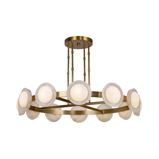 Alora CH320050-UNV Alonso 12-lt 51" LED Chandelier, Alabaster Shade - Vintage Brass