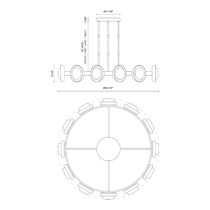 Alora CH320050 Alonso 12-lt 51" LED Chandelier