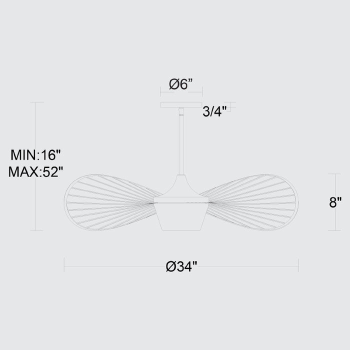 Alteck Lighting AP0150-5CCT-W New Wave 1-lt 34" LED Outdoor Pendant, 5CCT Selectable