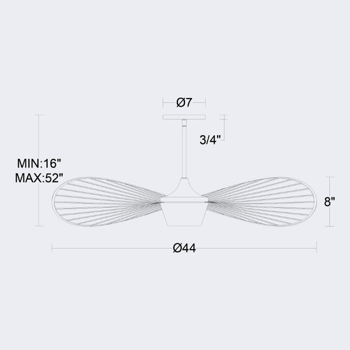 Alteck Lighting AP0071-5CCT-W New Wave 1-lt 44" LED Outdoor Pendant, 5CCT Selectable