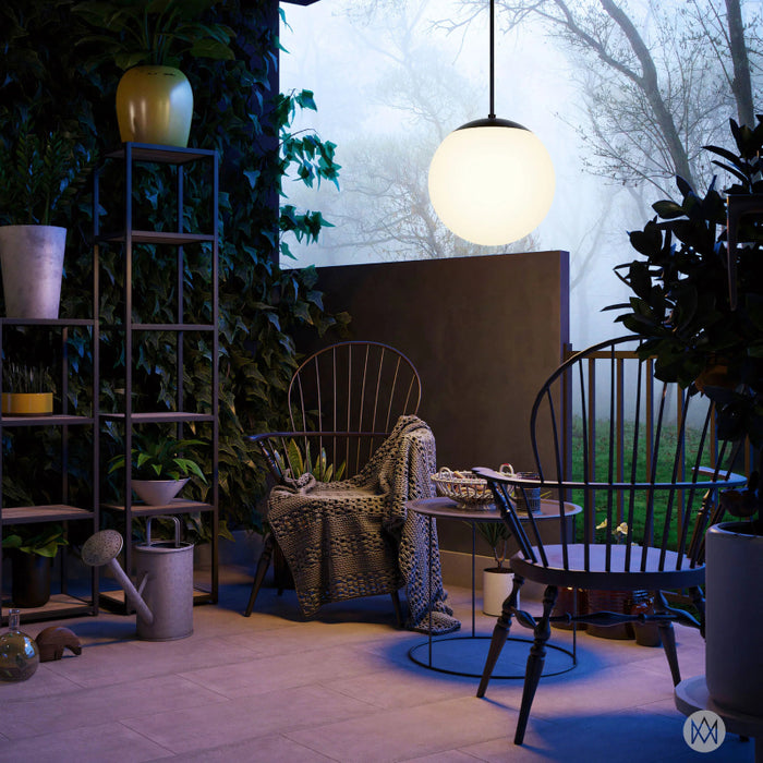 Alteck Lighting AP0073-5CCT-W Rondure 1-lt 14" LED Outdoor Pendant, 5CCT Selectable