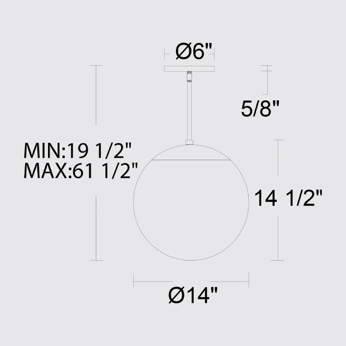 Alteck Lighting AP0073-5CCT-W Rondure 1-lt 14" LED Outdoor Pendant, 5CCT Selectable