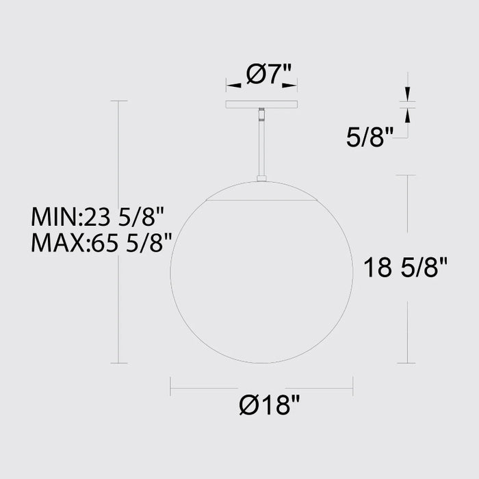 Alteck Lighting AP0074-5CCT-W Rondure 1-lt 18" LED Outdoor Pendant, 5CCT Selectable