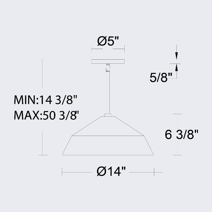 Alteck Lighting AP0075-5CCT-W Niu 1-lt 14" LED Outdoor Pendant, 5CCT Selectable