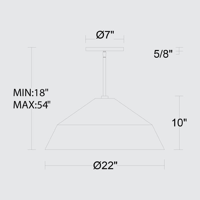 Alteck Lighting AP0076-5CCT-W Niu 1-lt 22" LED Outdoor Pendant, 5CCT Selectable