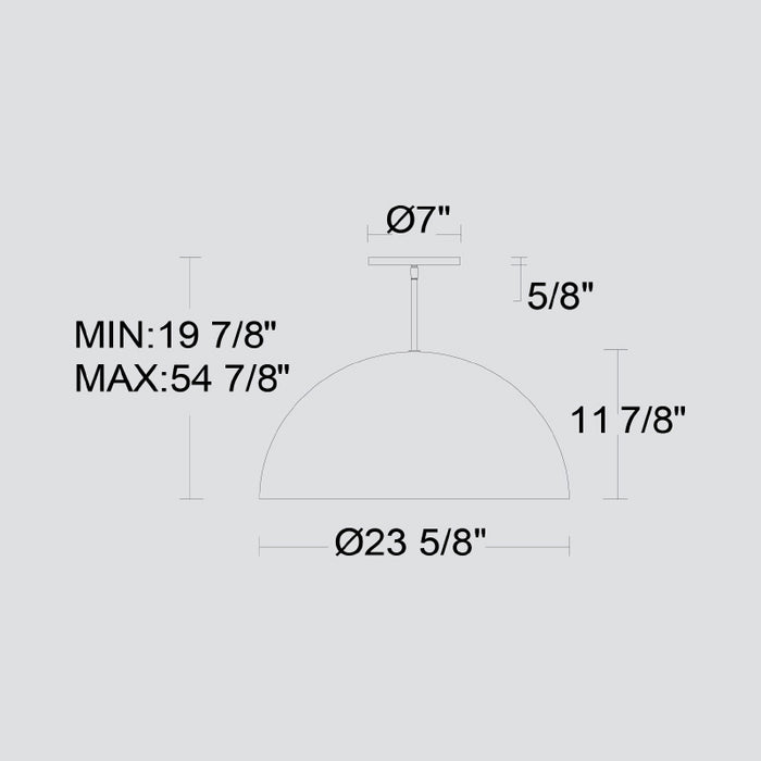 Alteck Lighting AP0083-5CCT-W Half Round 1-lt 24" LED Outdoor Pendant, 5CCT Selectable