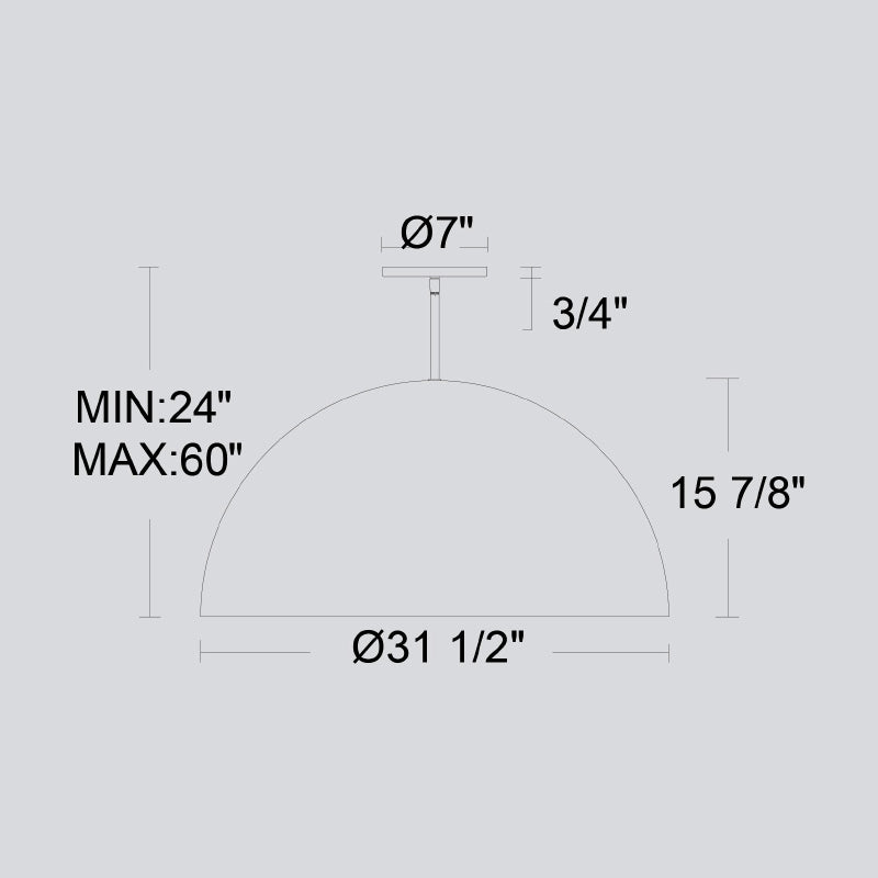 Alteck Lighting AP0084-5CCT-W Half Round 1-lt 32" LED Outdoor Pendant, 5CCT Selectable