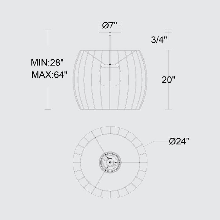 Alteck Lighting AP0151-5CCT-W Aruba 1-lt 24" LED Outdoor Pendant, 5CCT Selectable