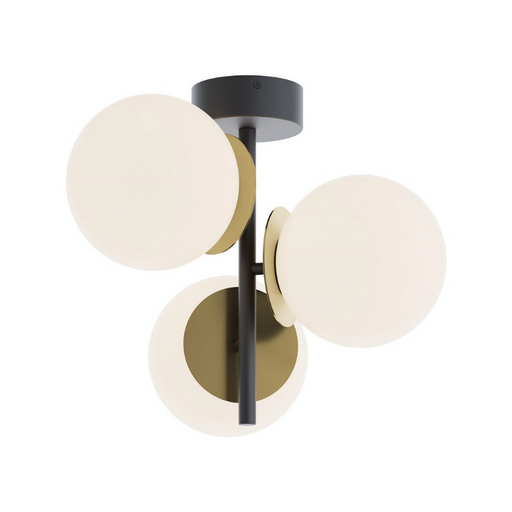 AFX ARNC17LAJD4 Arren 3-lt 17" LED Semi-Flush Mount - Black/Light Antique Brass