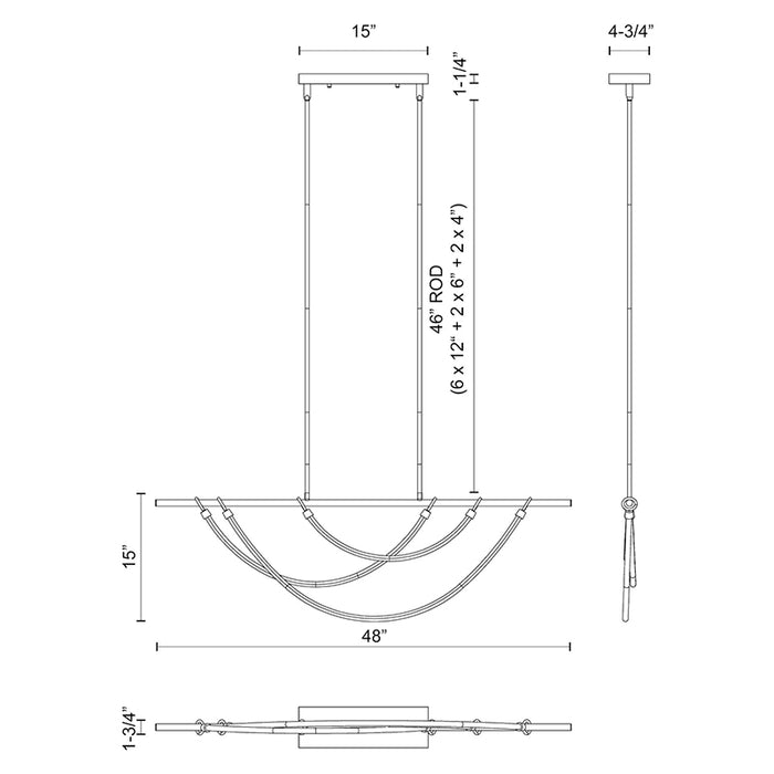 Alora LP317448 Aryas 48" LED Linear Pendant