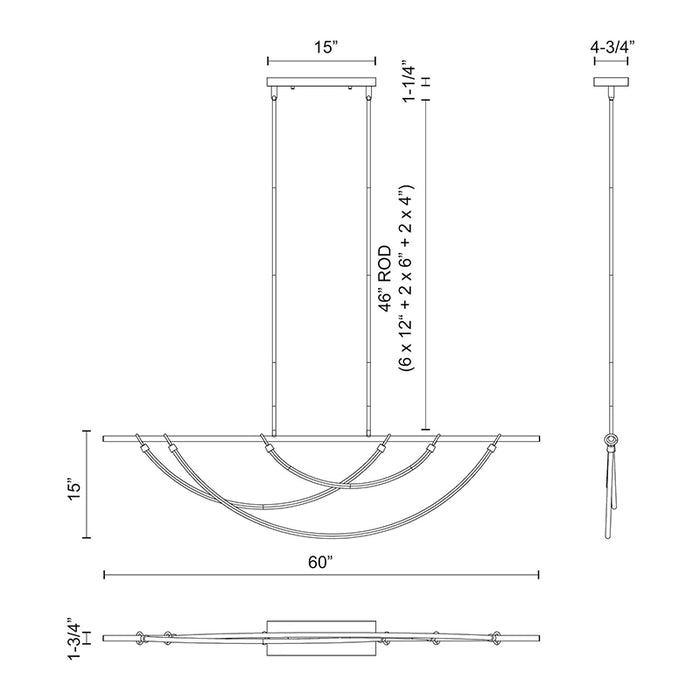 Alora LP317460 Aryas 60" LED Linear Pendant