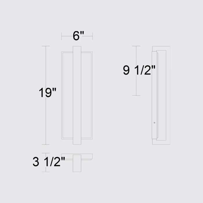 Alteck Lighting AW0005-3CCT-W Seafoam 1-lt 19" Tall LED Outdoor Wall Sconce, 3CCT Selectable