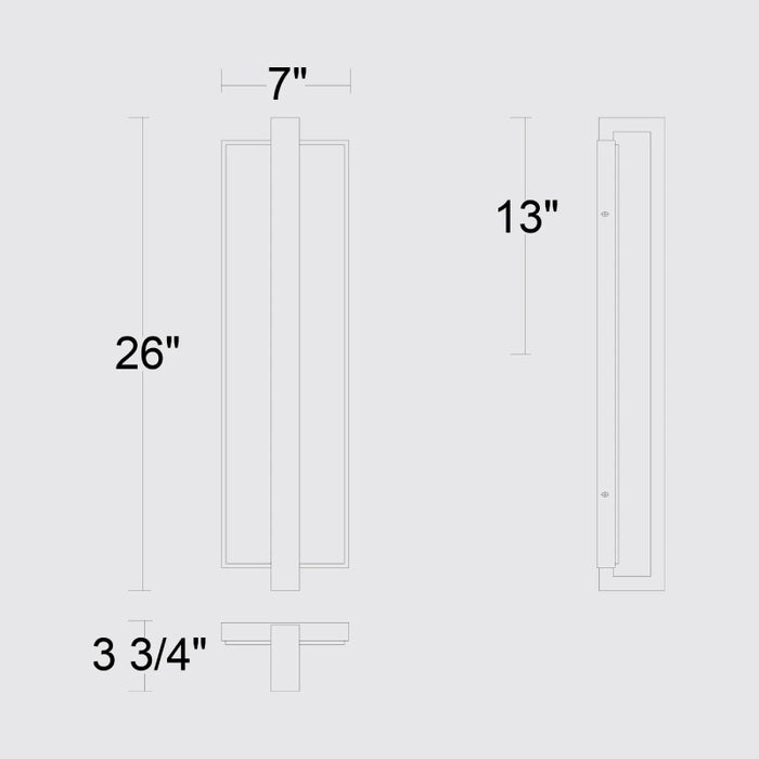 Alteck Lighting AW0006-3CCT-W Seafoam 1-lt 26" Tall LED Outdoor Wall Sconce, 3CCT Selectable