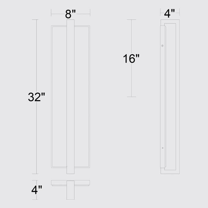 Alteck Lighting AW0007-3CCT-W Seafoam 1-lt 32" Tall LED Outdoor Wall Sconce, 3CCT Selectable