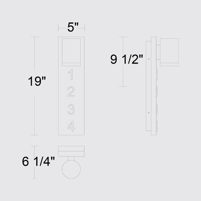 Alteck Lighting AW0010-3CCT-W Woodone 1-lt 19" Tall LED Outdoor Wall Sconce, 3CCT Selectable