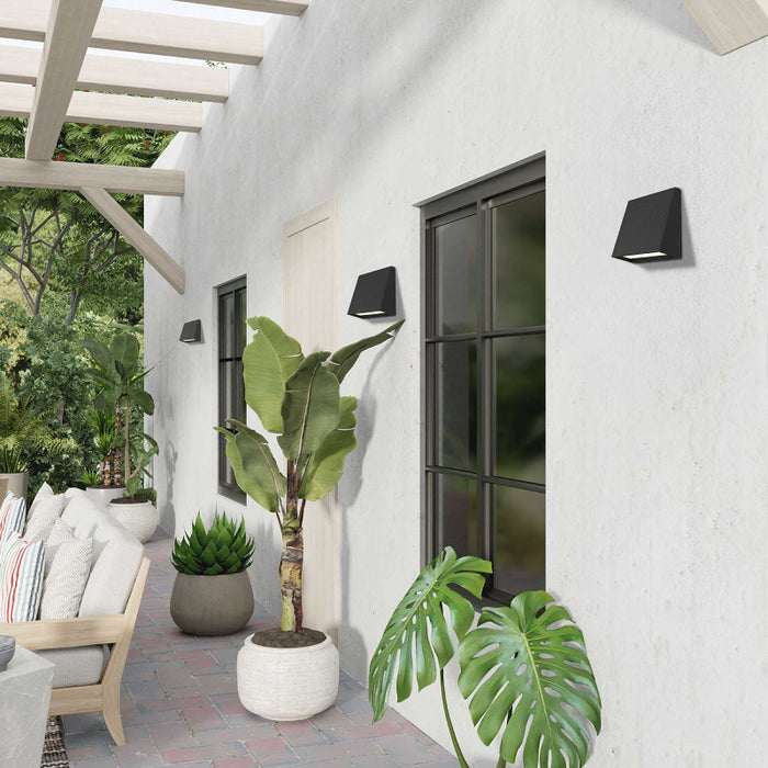 Alteck Lighting AW0032-3CCT-W Slant 1-lt 5" LED Outdoor Wall Sconce, 3CCT Selectable