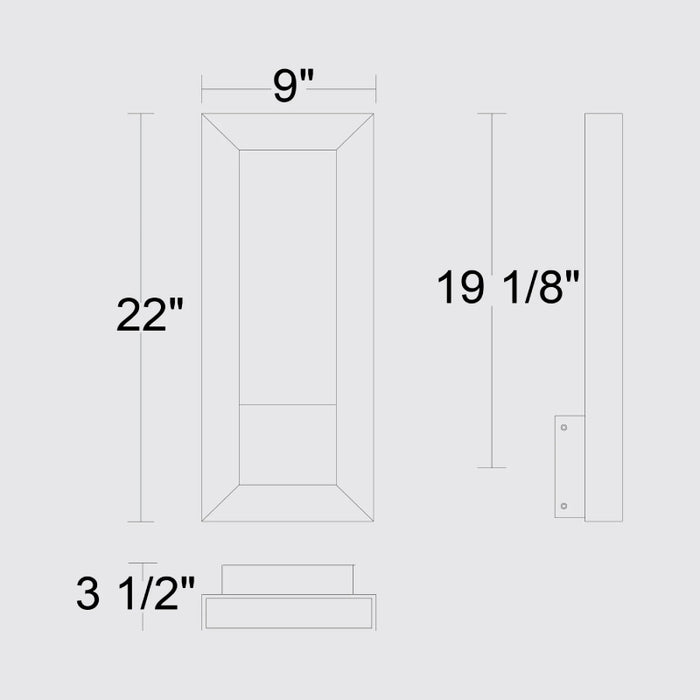 Alteck Lighting AW0034-3CCT-W Paletto 1-lt 22" Tall LED Outdoor Wall Sconce, 3CCT Selectable
