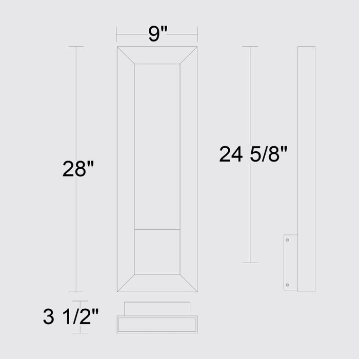 Alteck Lighting AW0035-3CCT-W Paletto 1-lt 28" Tall LED Outdoor Wall Sconce, 3CCT Selectable