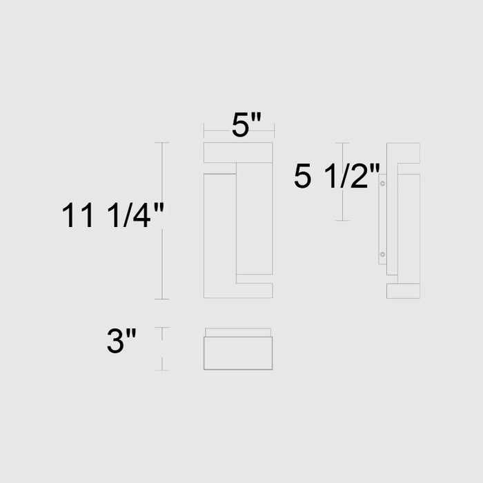 Alteck Lighting AW0036-3CCT-W Dance 1-lt 11" Tall LED Outdoor Wall Sconce, 3CCT Selectable