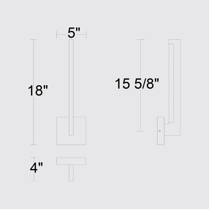 Alteck Lighting AW0040-3CCT-W Lana 1-lt 18" Tall LED Outdoor Wall Sconce, 3CCT Selectable