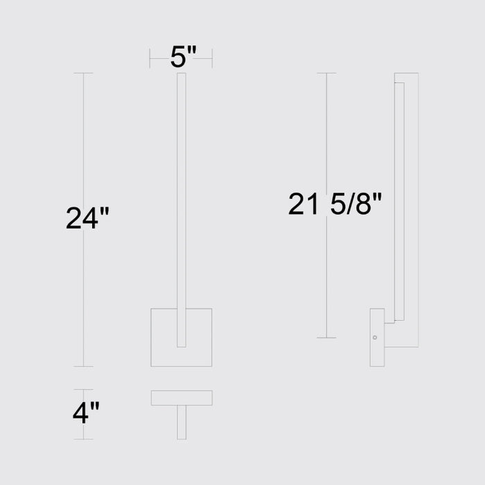 Alteck Lighting AW0041-3CCT-W Lana 1-lt 24" Tall LED Outdoor Wall Sconce, 3CCT Selectable