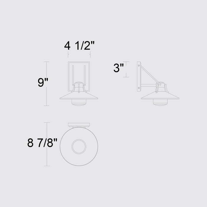 Alteck Lighting AW0043-3CCT-W Radiant 1-lt 9" Tall LED Outdoor Wall Sconce, 3CCT Selectable