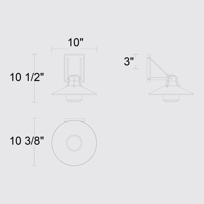 Alteck Lighting AW0044-3CCT-W Radiant 1-lt 11" Tall LED Outdoor Wall Sconce, 3CCT Selectable