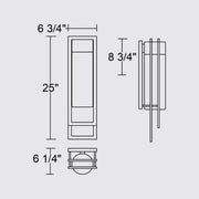 Alteck Lighting AW0052-3CCT-W 2 Step 1-lt 25" Tall LED Outdoor Wall Sconce, 3CCT Selectable