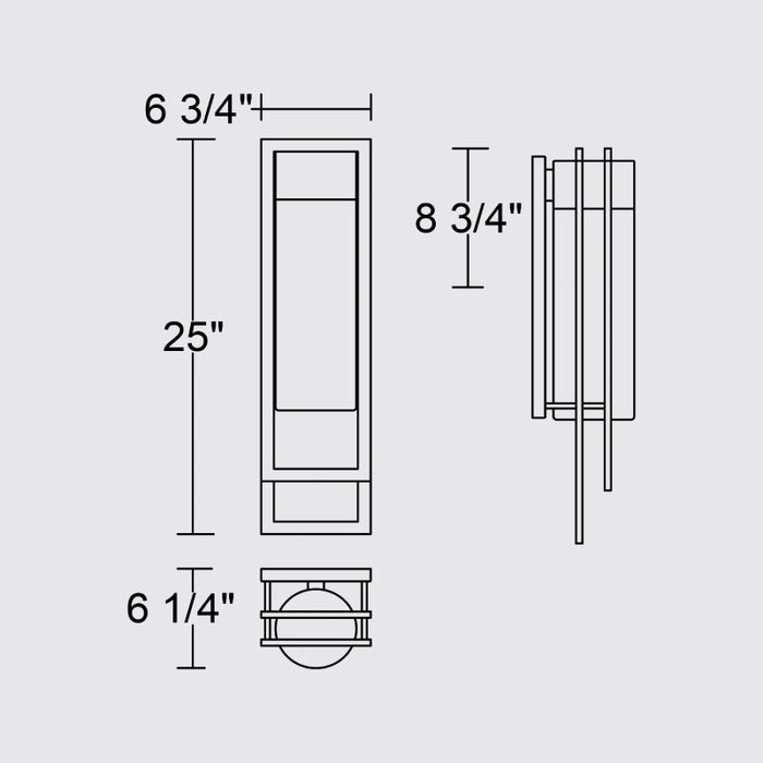 Alteck Lighting AW0052-3CCT-W 2 Step 1-lt 25" Tall LED Outdoor Wall Sconce, 3CCT Selectable