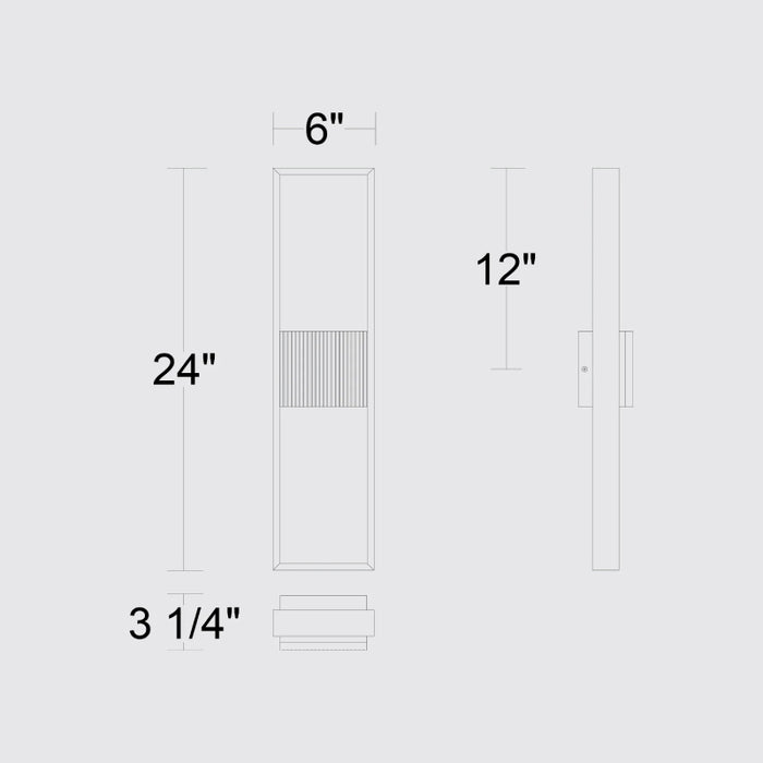 Alteck Lighting AW0057-3CCT-W Miami 1-lt 24" Tall LED Outdoor Wall Sconce, 3CCT Selectable