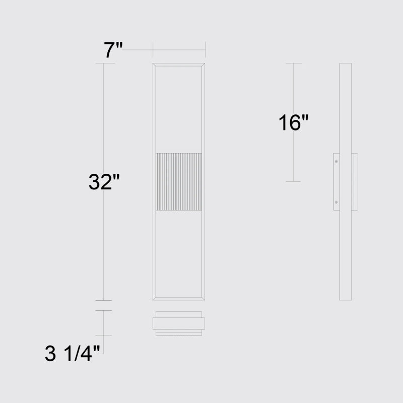 Alteck Lighting AW0058-3CCT-W Miami 1-lt 32" Tall LED Outdoor Wall Sconce, 3CCT Selectable