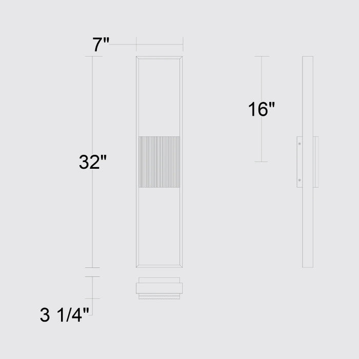 Alteck Lighting AW0058-3CCT-W Miami 1-lt 32" Tall LED Outdoor Wall Sconce, 3CCT Selectable